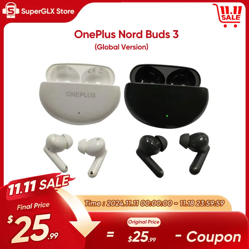 2024 versão global oneplus nord buds 3 fone de ouvido tws bluetooth 32db cancelamento de ruído ativo sem fio para oneplus 12 12r