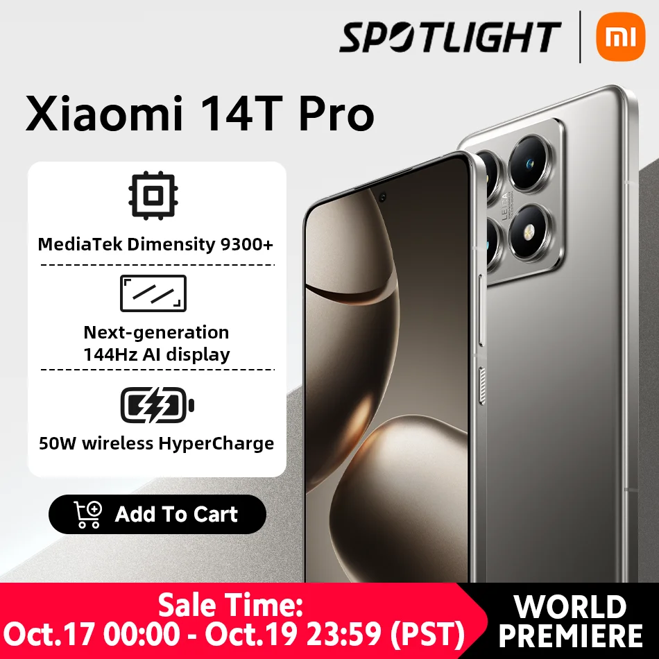 [Estreia mundial] Xiaomi Mi 14T Pro 5G Versão Global MTK Dimensity 9300+ 50MP Leica Camera Smartphone 5000mAh 120W HyperCharge