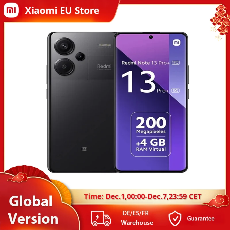 Xiaomi-Redmi Note 13 Pro Plus, 5G, Versão Global, 256GB, 512GB, Dimensão MediaTek, 7200-Ultra, 6.67 