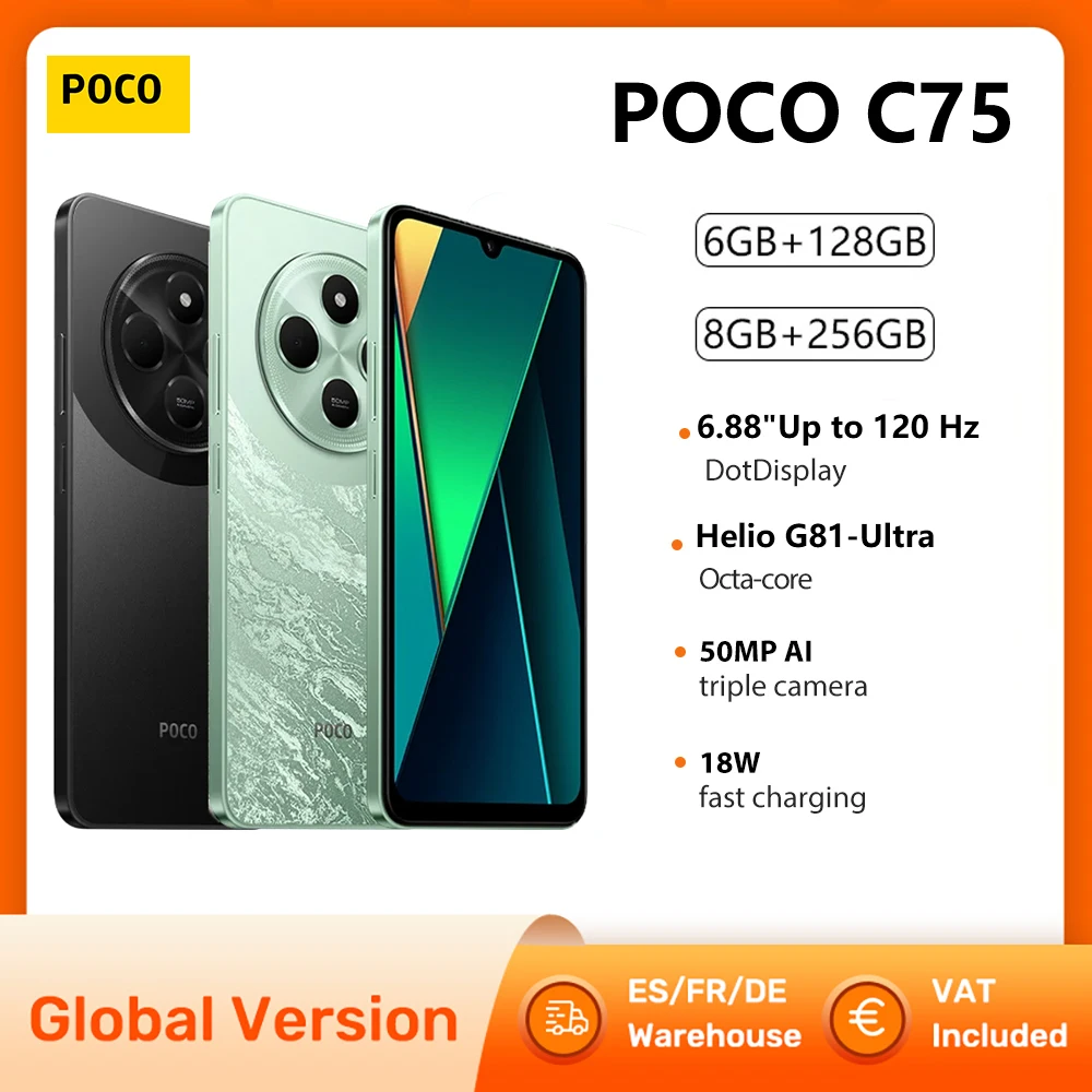 Versão global poco c75 smartphone 6gb 128g 8gb 256g nfc helio G81-Ultra 6.88 