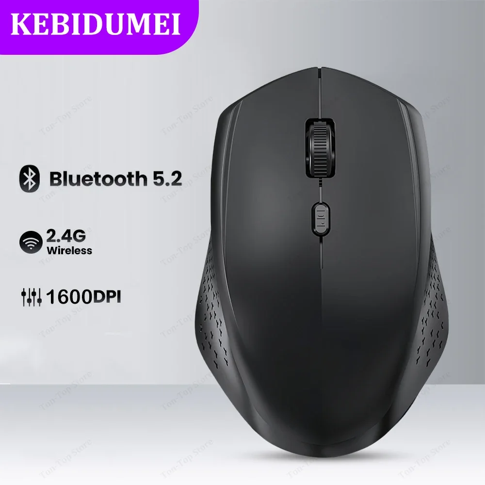 Bluetooth 5.2 mouse 2.4g sem fio mouse de modo duplo silencioso mouse recarregável para jogos 1600dpi para computador portátil win mac os