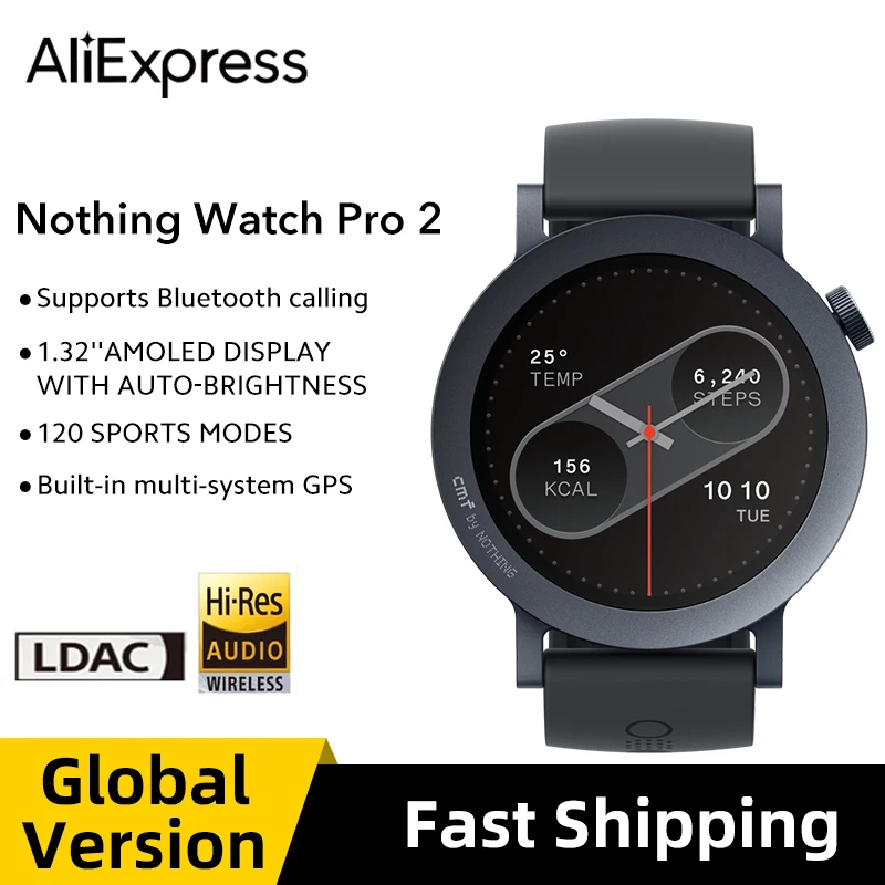 Versão global Nada CMF Smart Watch Pro 2 1,32 ''AMOLED 100 + faces de relógio Chamadas Bluetooth com GPS multisistema de redução de ruído AI