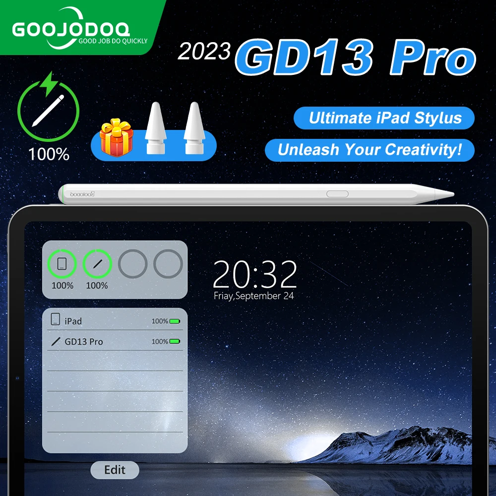 Goojodoq para apple pencil 2 carregamento sem fio ipad lápis com rechazo de palma para apple ipad mini 6 ipad air5 4 ipad pro 11 12.9