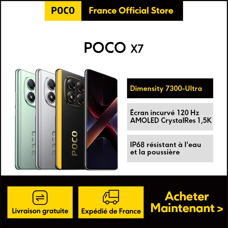 POCO-X7 com tela curva, dimensão 7300-ultra, 120 Hz AMOLED CrystalRes, 1.5 K, IP68, resistente à água e poeira, oficial