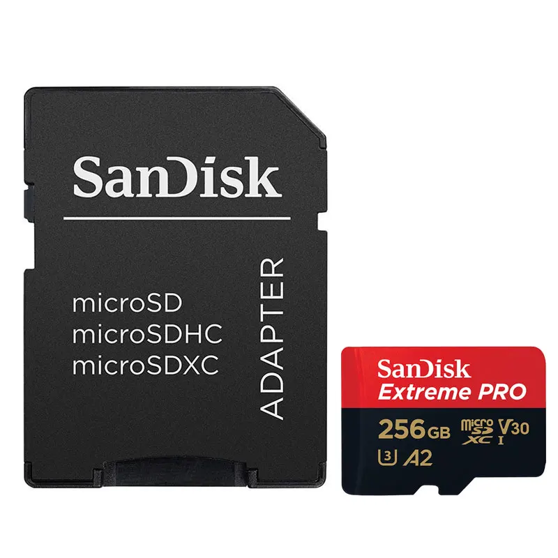 Cartão de memória SanDisk Extreme Pro Cartão Micro SD 64GB 256GB 512GB A2 U3 V30 4K UHD Cartão TF de até 200 M/s Cartão Flash para câmera Drone
