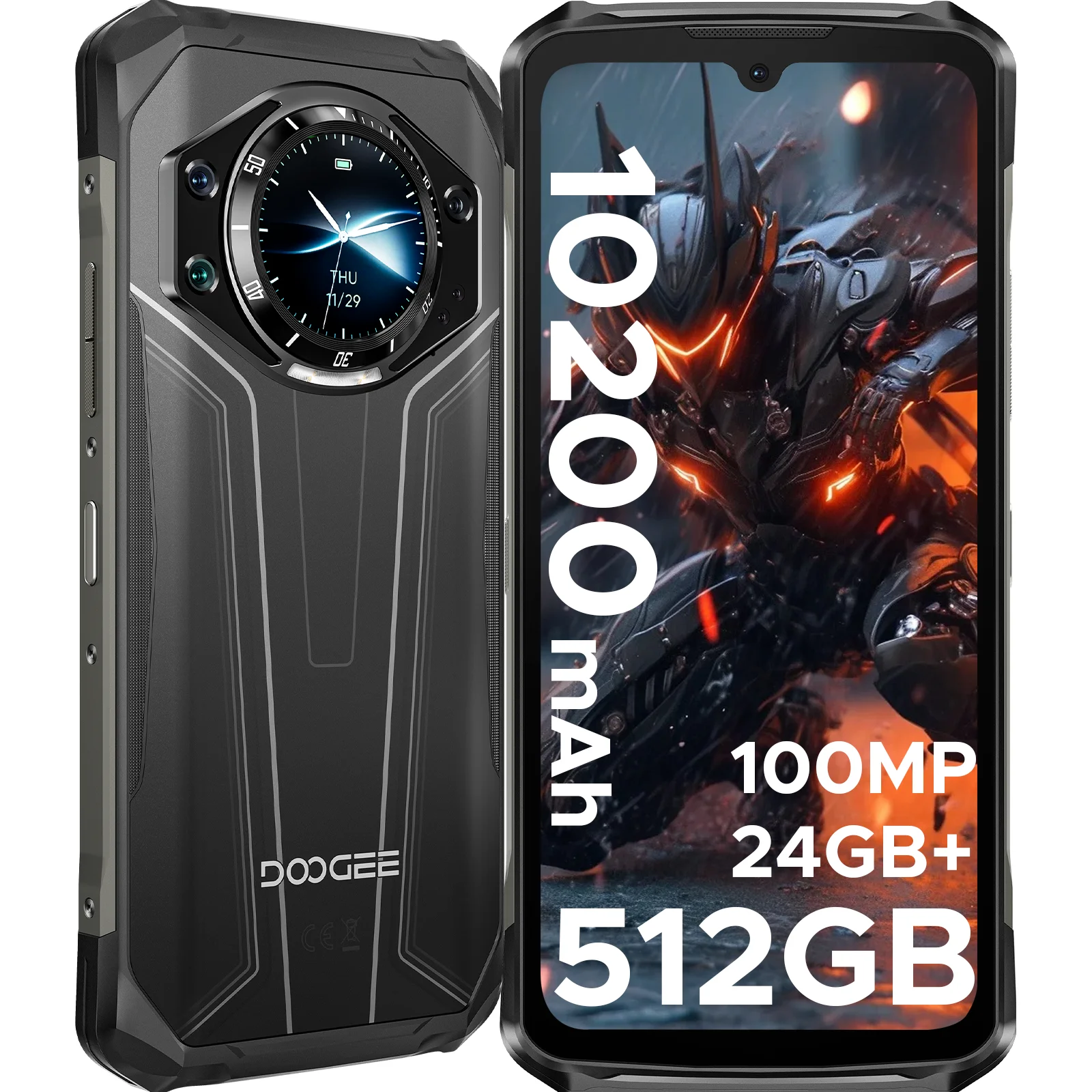 DOOGEE-S119 Smartphone Robusto, 6.72 Tela FHD + IPS, 8GB RAM, 512GB ROM, Câmera Principal 100MP AI, Bateria 10200mAh, 33W, Android 14, NFC