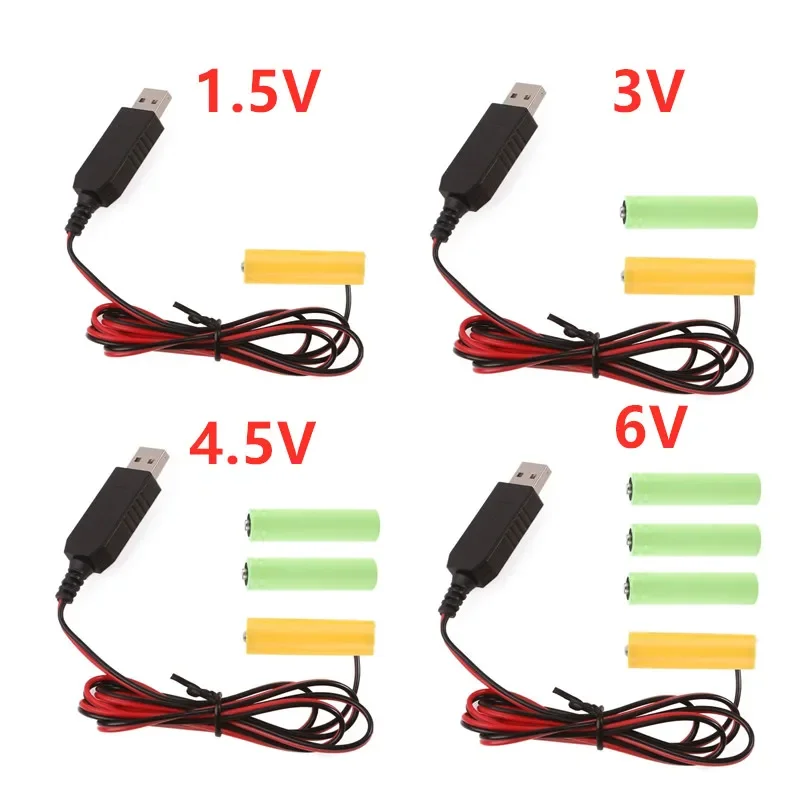 Cabo eliminador de bateria AA Entrada USB 5V2A AA Manequim-Saída de bateria 1,5V/3V/4,5V/6V Cabo adaptador de alimentação