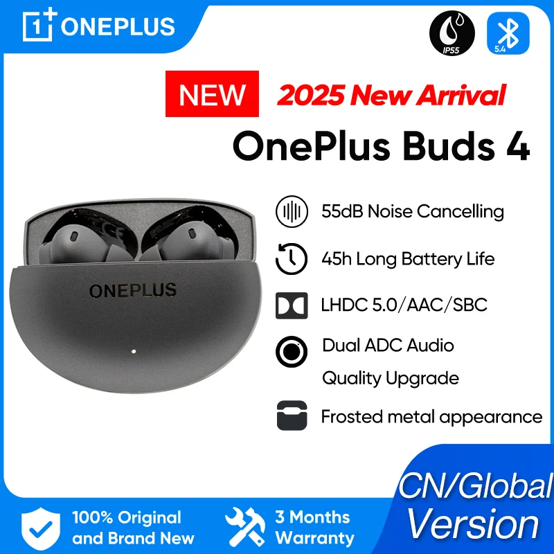 2025 nova chegada oneplus buds 4 fones de ouvido sem fio longo alcance ip55 à prova dip55 água ai chamada redução ruído portátil 5.4