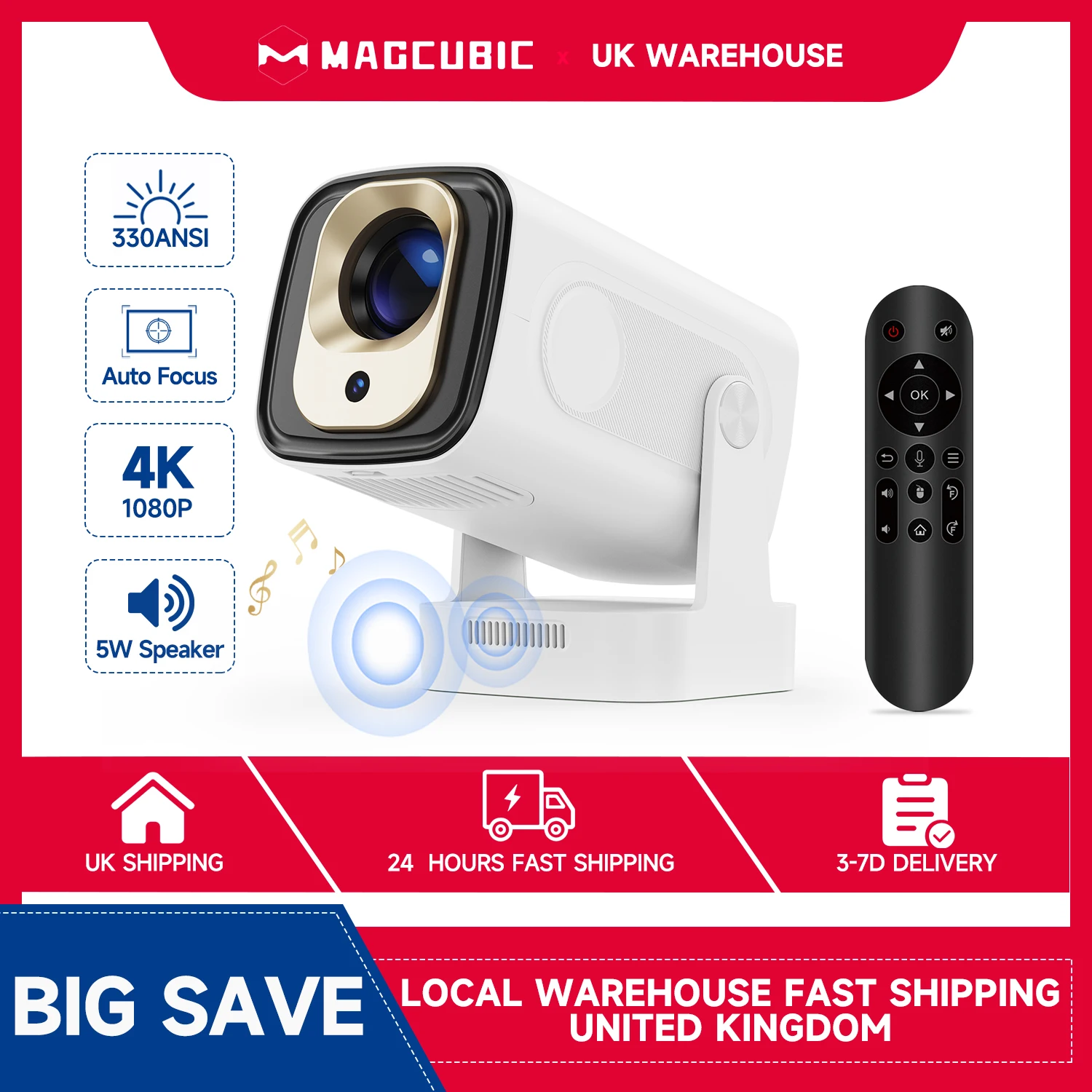Magcubic hy310 4k foco automático android 11 mini projetor 330ansi 5w alto-falante mouse de ar controle voz portátil ao ar livre cinema em casa