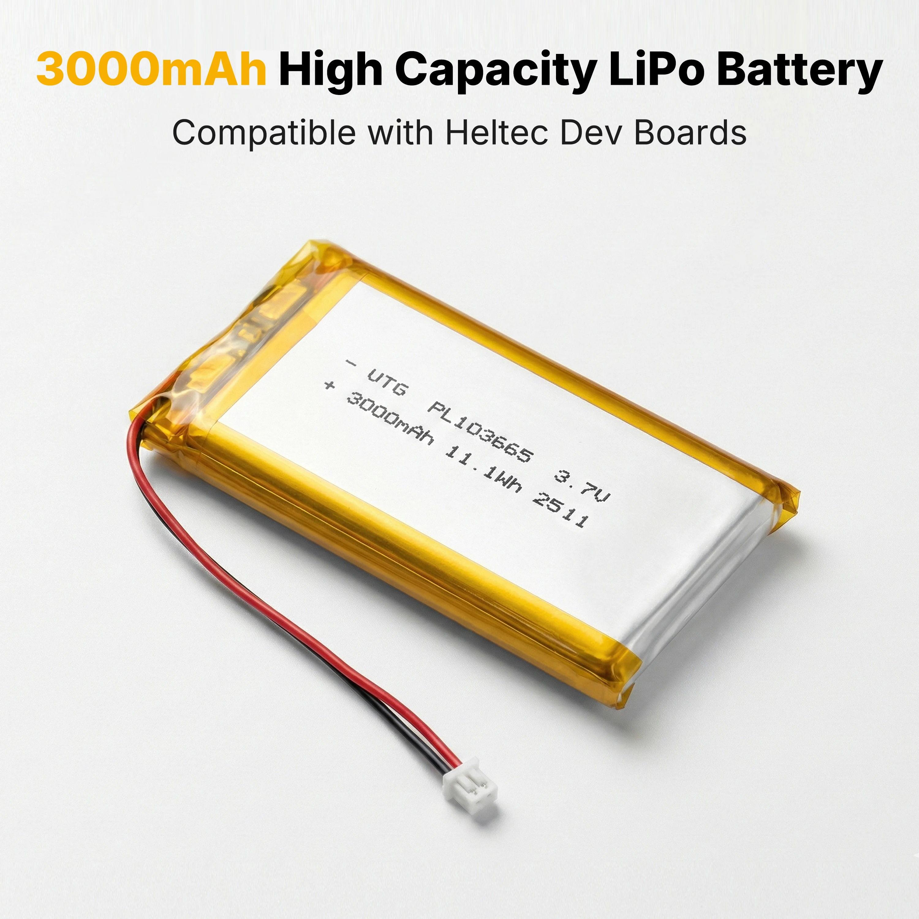 Heltec 3.7v lipo bateria 3000mah pl103665 baterias de polímero de lítio para t114 v2 loRa 32 v3 dev-board loRa nó 1pc