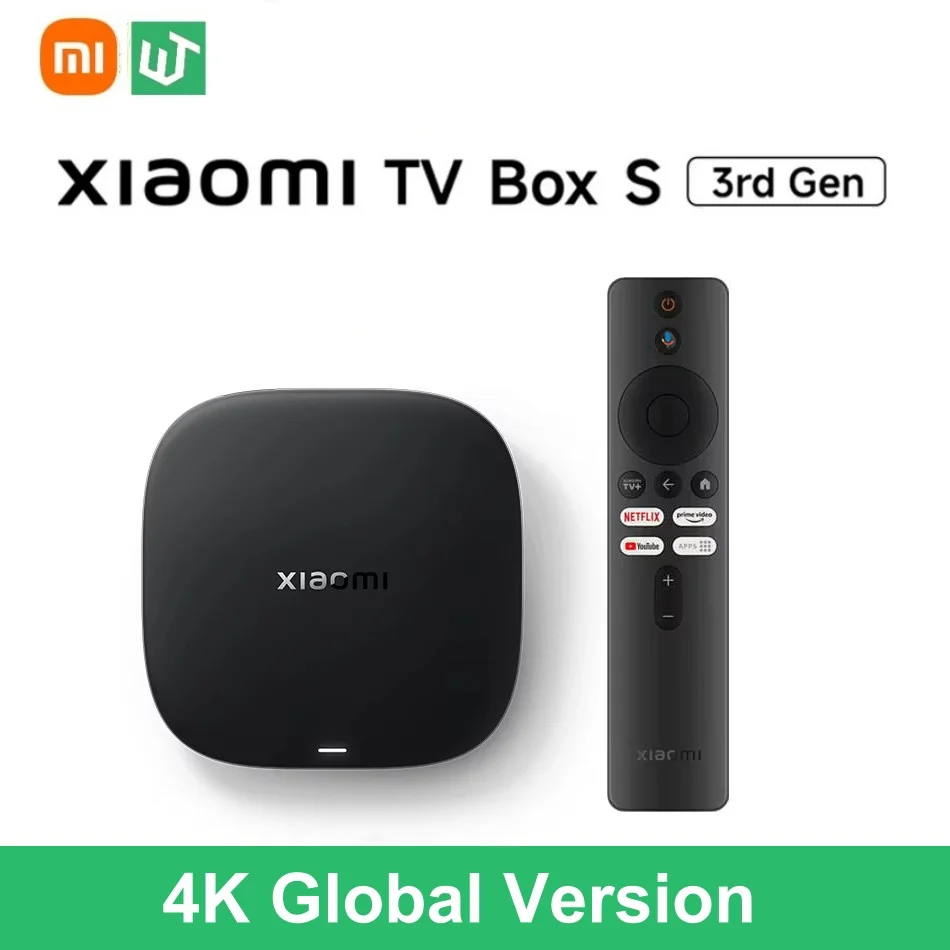 Versão global xiaomi tv box s 3a geração 4k ultra hd wifi 6 bluetooth 5.2 32gb rom google tv google assistente reprodutor de mídia inteligente
