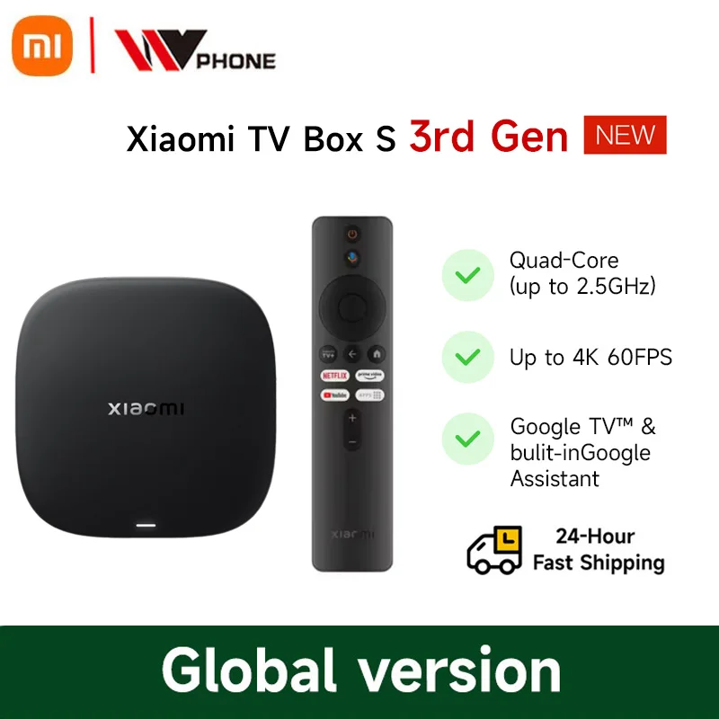 Versão global xiaomi tv box s 3a geração 4k ultra hd 2g 32g wifi bt5.2 google tv elenco netflix mi tv box smart tv box media player