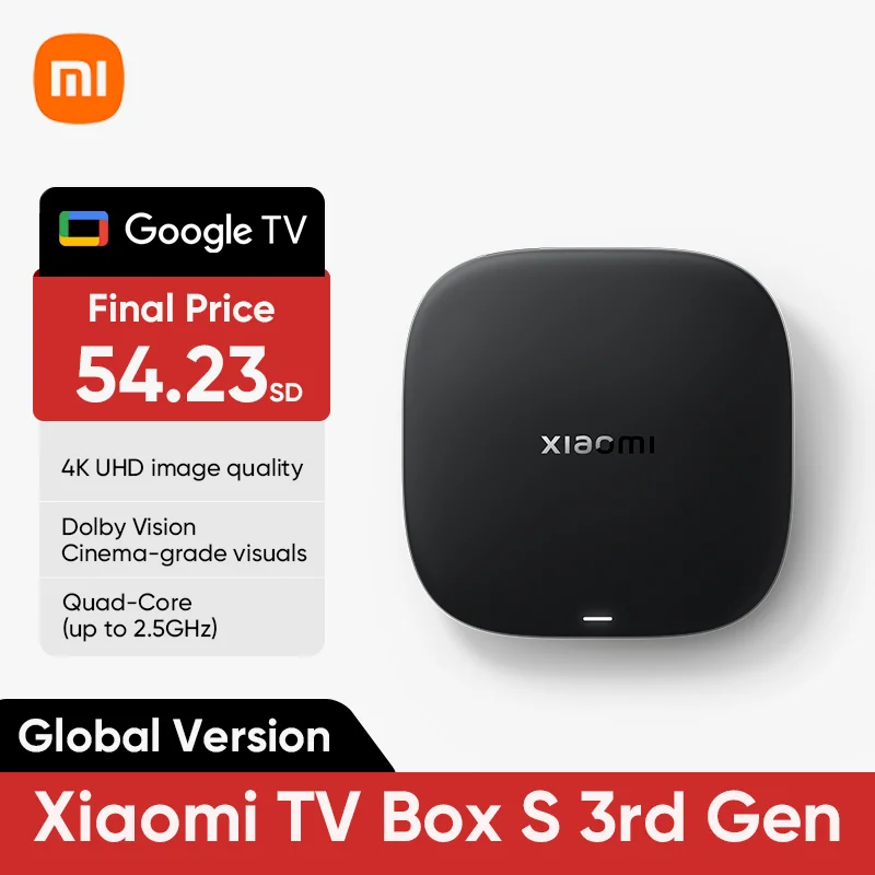 Versão global xiaomi mi tv box s 3a geração 4k uhd bluetooth 5.2 wifi6 2gb 32gb google tv google assistente controle de mídia inteligente