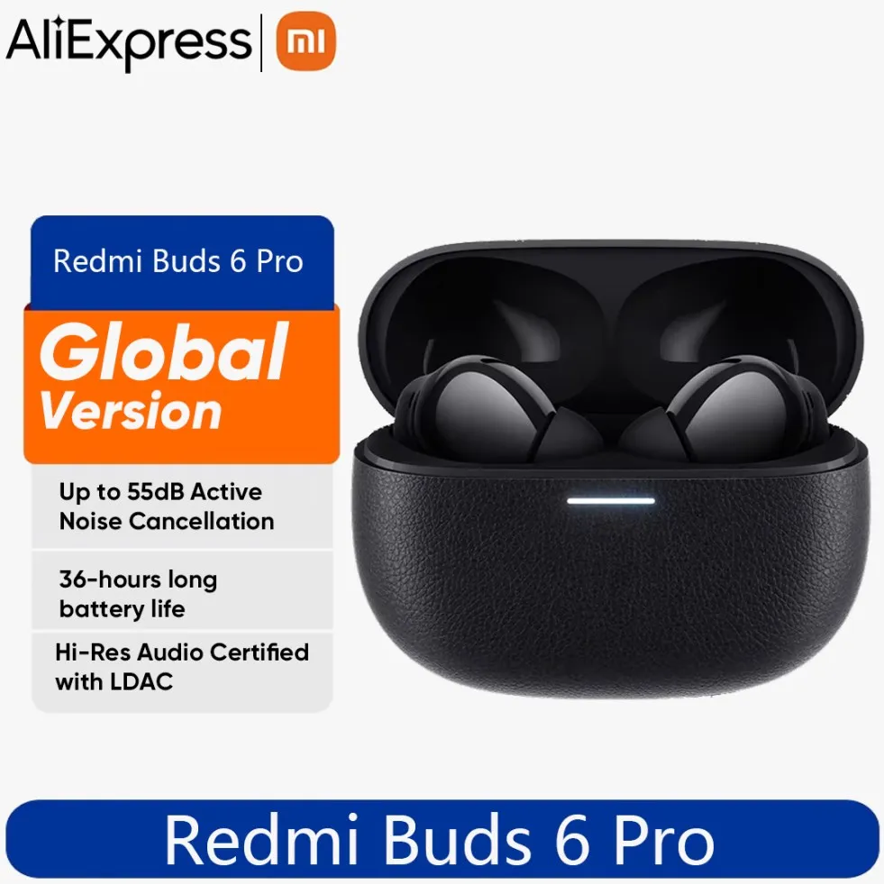 Versão global xiaomi redmi buds 6 pro fones de ouvido 55db cancelamento de ruído ativo bluetooth 5.3 tws fone de ouvido 480mah bateria