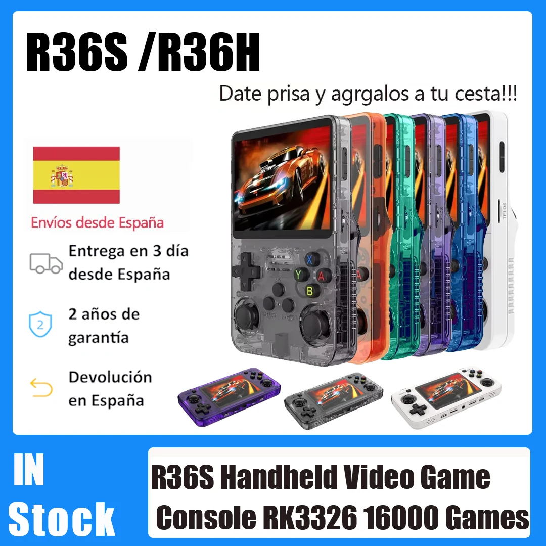 R36s/r36h retro handheld console de videogame sistema linux 3.5 Polegada tela ips portátil bolso player vídeo r35s 64gb 15000 jogos
