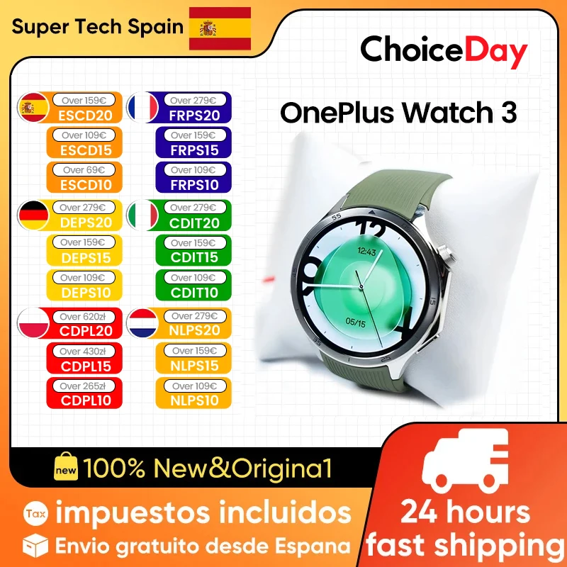 Novo oneplus watch 3 versão global relógio inteligente 1.50 polegadas ltpo amoled display 32gb de memória snapdragon w5 wear os por google