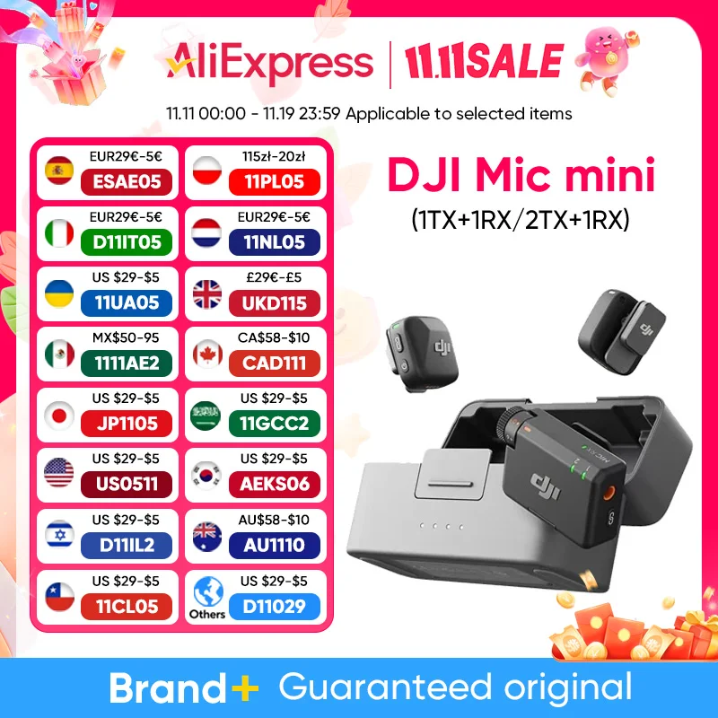 Novo dji microfone mini (2tx + 1rx + estojo de carregamento) microfone sem fio com cancelamento de ruído inteligente áudio de alta qualidade dji original