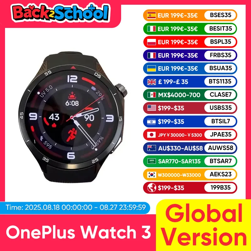 Versão global oneplus watch 3 relógio inteligente 1.50 polegadas ltpo amoled display snapdragon w5 processador dupla frequência gps wear os