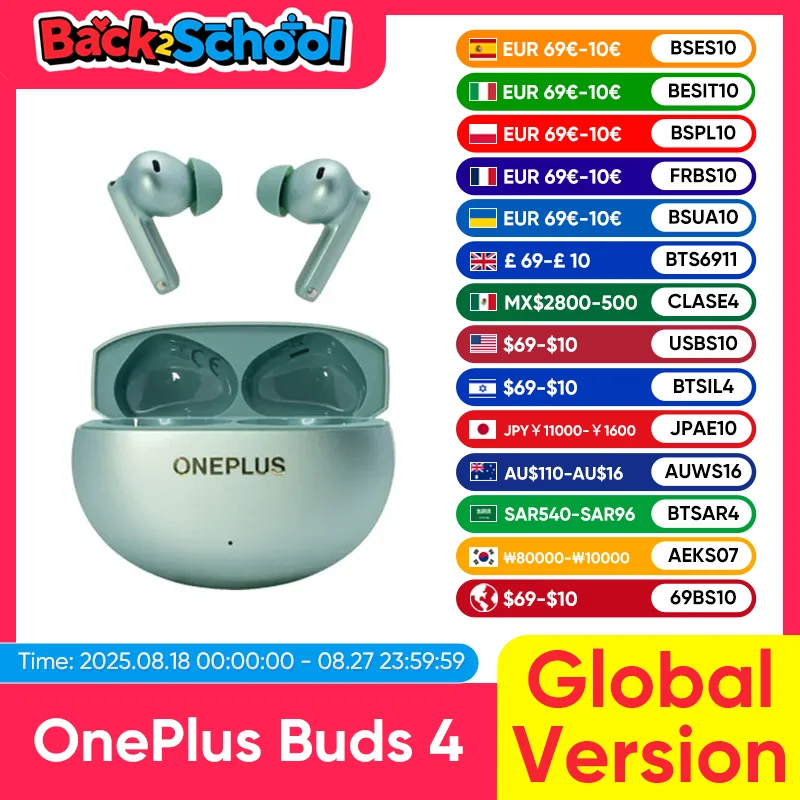 Versão global oneplus buds 4 verdadeiro sem fio ai chamada com cancelamento de ruído fones de ouvido 55db longo alcance ip55 à prova dip55 água portátil