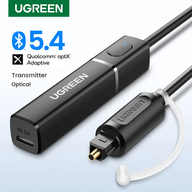 UGREEN Transmissor Bluetooth com aptX HD Adaptive 5.4 TV PC HD Digital Toslink Adaptador SPDIF Óptico Áudio Transmissor Sem Fio