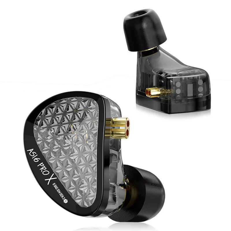 KZ AS16 PRO X fones de ouvido intra-auriculares 8 fones de ouvido de armadura balanceada estrutura de duto acústico de três canais fones de ouvido HiFi
