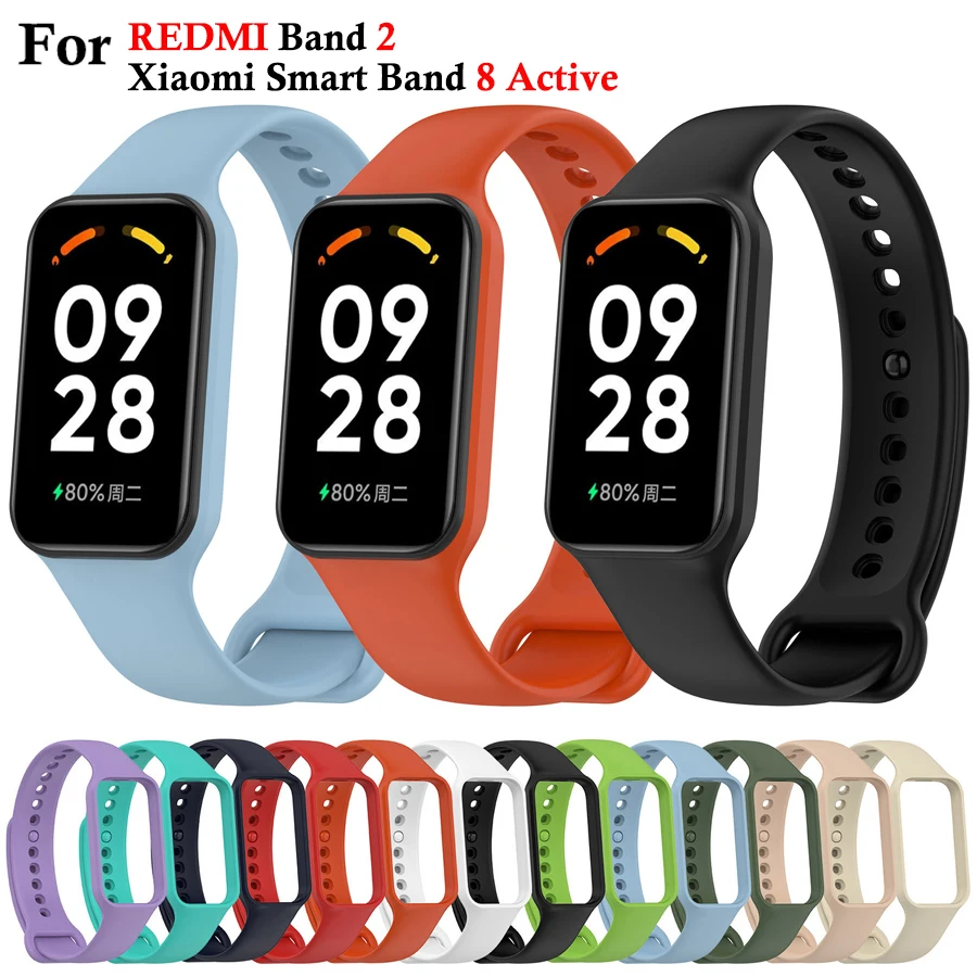 Pulseira de silicone macio para xiaomi banda inteligente 8 pulseira ativa correas pulseira para redmi banda 2 cinta