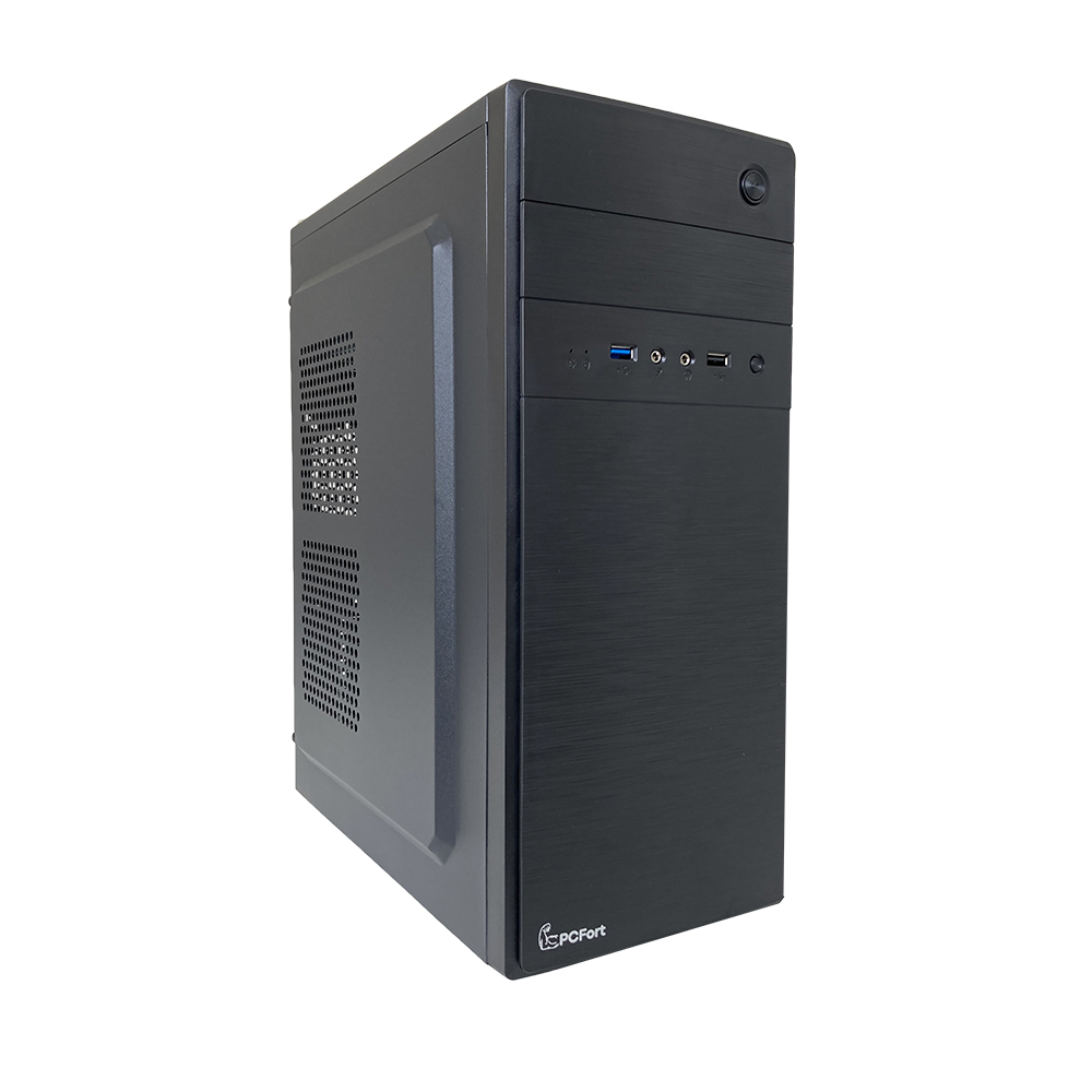 Gabinete Office Pcfort E183 com fonte automática 200W, USB 3.0, Preto