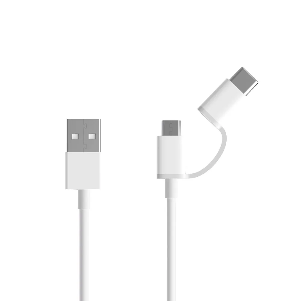 Cabo USB 2 em 1 Saída MicroUSB + USB-C 30cm