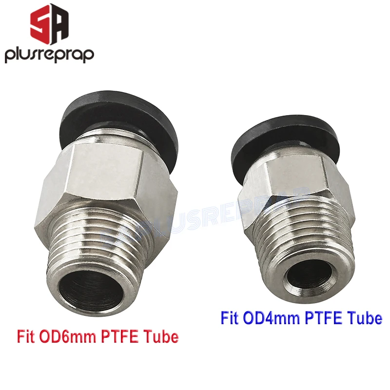 Conectores pneumáticos pc4-01 pc6-01, remoto para v6 v5 j-cabeça bowden 1.75/3mm, tubo ptfe, engate rápido, hotend impressora 3d parte