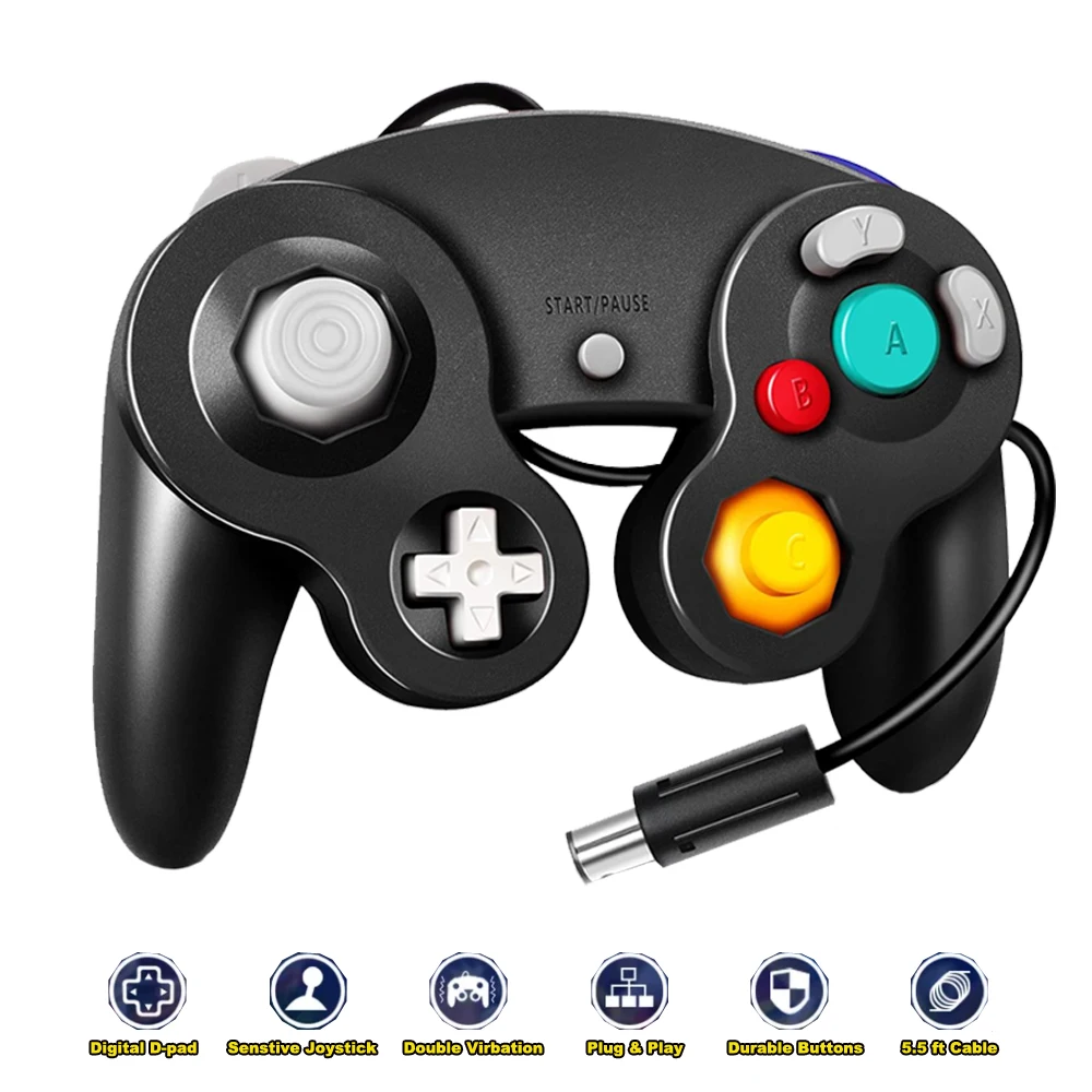 Para gamecube controlador usb com fio handheld joystick compatível nintend para ngc gc controle para mac computador pc gamepad