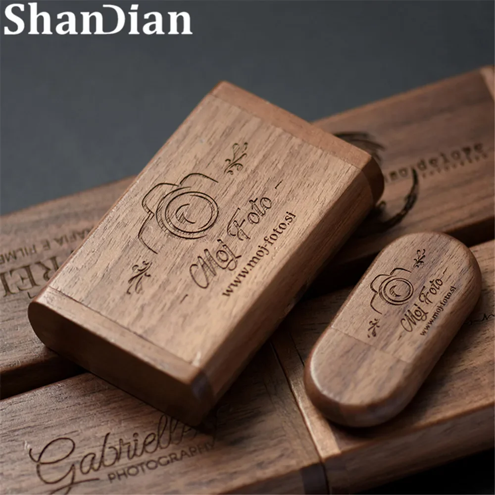 SHANDIAN-Free Logo Pen Drive com Caixa, Flash Drive, Memory Stick, Fotografia de Casamento, U Disk Gift, USB 2.0, 4GB, 16GB, 32GB, 64GB