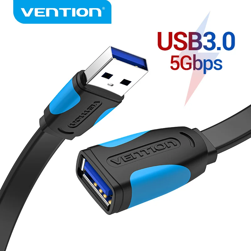 Vention-macho para fêmea cabo de extensão, USB 3.0, USB 2.0, cabo de dados para Smart TV, PC, SSD, extensor