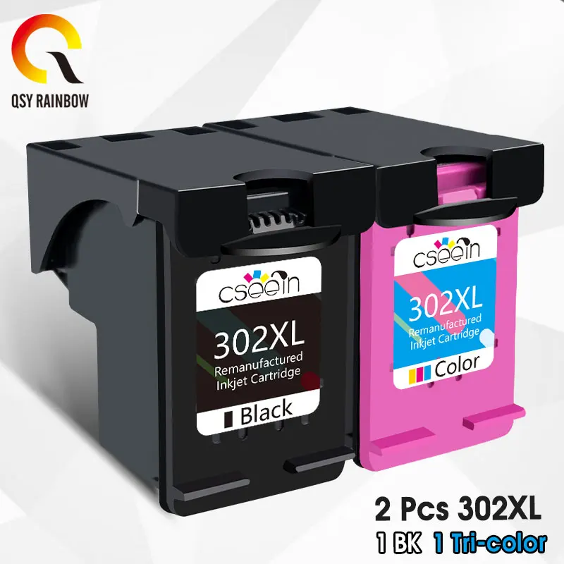 Cartucho de tinta Qsyrainbow-remanufaturado 302xl, para hp 302 hp302 xl, para impressora deskjet 1110 1111 1112 2130 2131