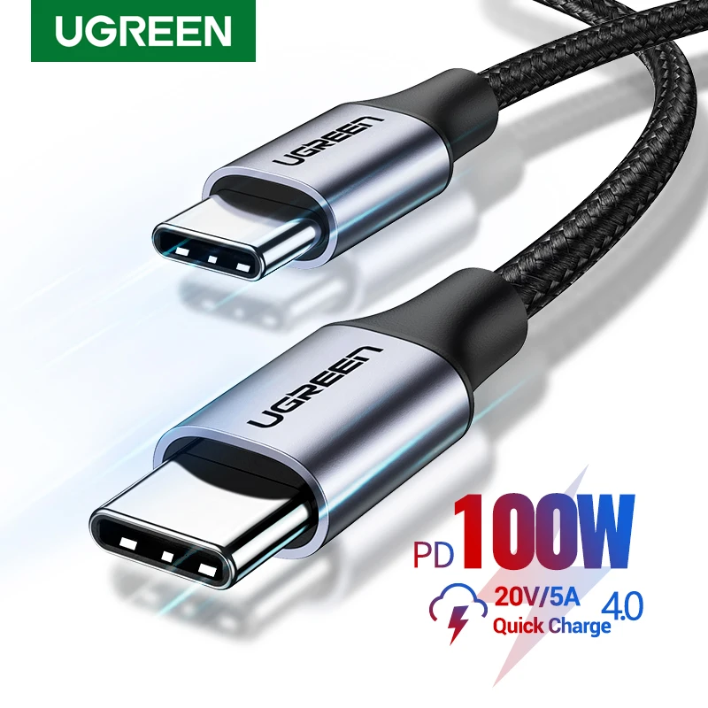 Ugreen 100w usb tipo c para usb c cabo para macbook ipad samsung xiaomi pd carregador de carregamento rápido 5a e-marker chip rápido usb c