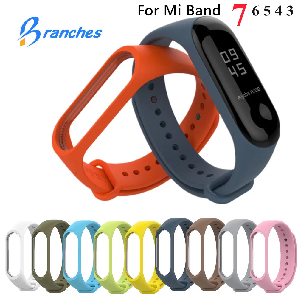 Pulseira de relógio para xiaomi mi band 7 6 5 4 3 pulseira de silicone pulseiras de pulso miband 3/4 band5 band6 acessórios smartwatch