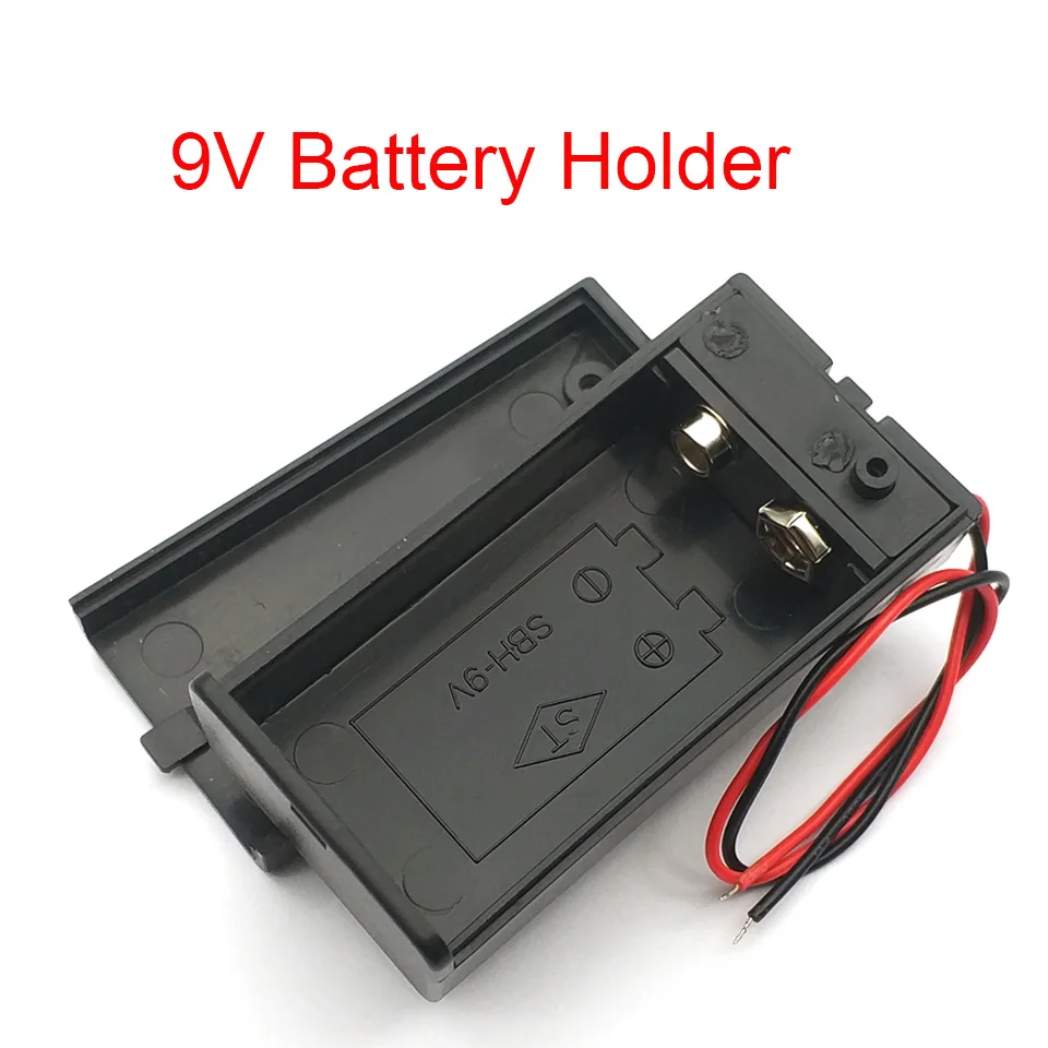 Caixa do suporte da bateria com fio, Ligar e desligar a tampa do interruptor, 9V