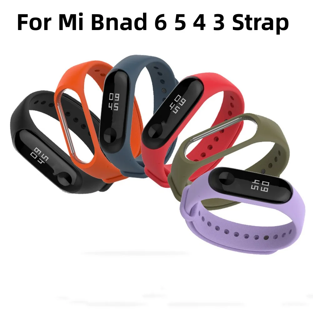 Pulseira de silicone para Xiaomi Mi Band, relógio esportivo, Mi Band 3, 4, 5 Acessórios, Miband 6