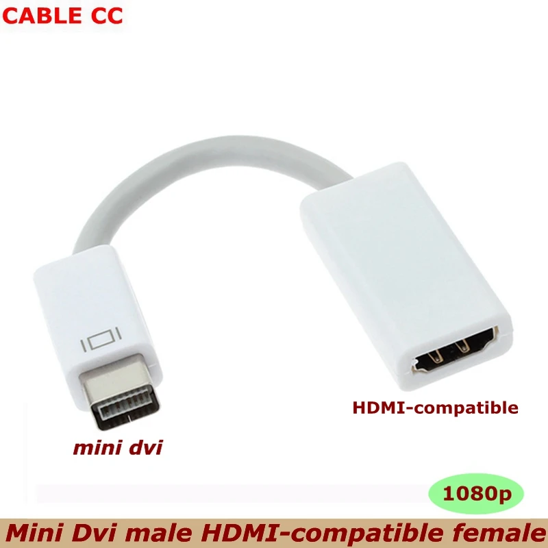 HD Mini DVI macho para HDMI cabo fêmea compatível, monitor, adaptador de vídeo, conversor, cabo, cabo para Apple, Mac, Macbook, 1080P