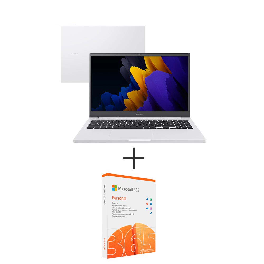 Notebook Samsung i5-1135G7, 8GB, 256GB SSD, 15,6, Placa MX450, Branco - NP550XDA-XH1BR + Microsoft 365 - QQ201386