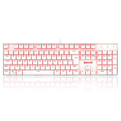 Teclado Mecânico Gamer para Windows e Mac Mitra Single Color Lunar White Switch Preto - Redragon - K551W