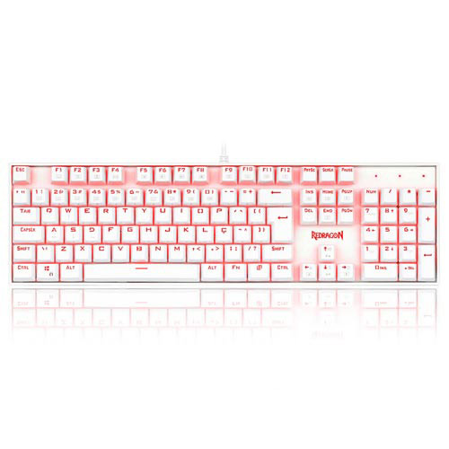 Teclado Mecânico Gamer para Windows e Mac Mitra Single Color Branco Switch Marrom - Redragon - K551W