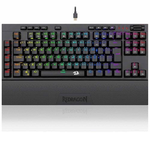 Teclado Mecânico Gamer para Windows e Mac Vishnu RGB Preto Switch Vermelho - Redragon - K596RGB