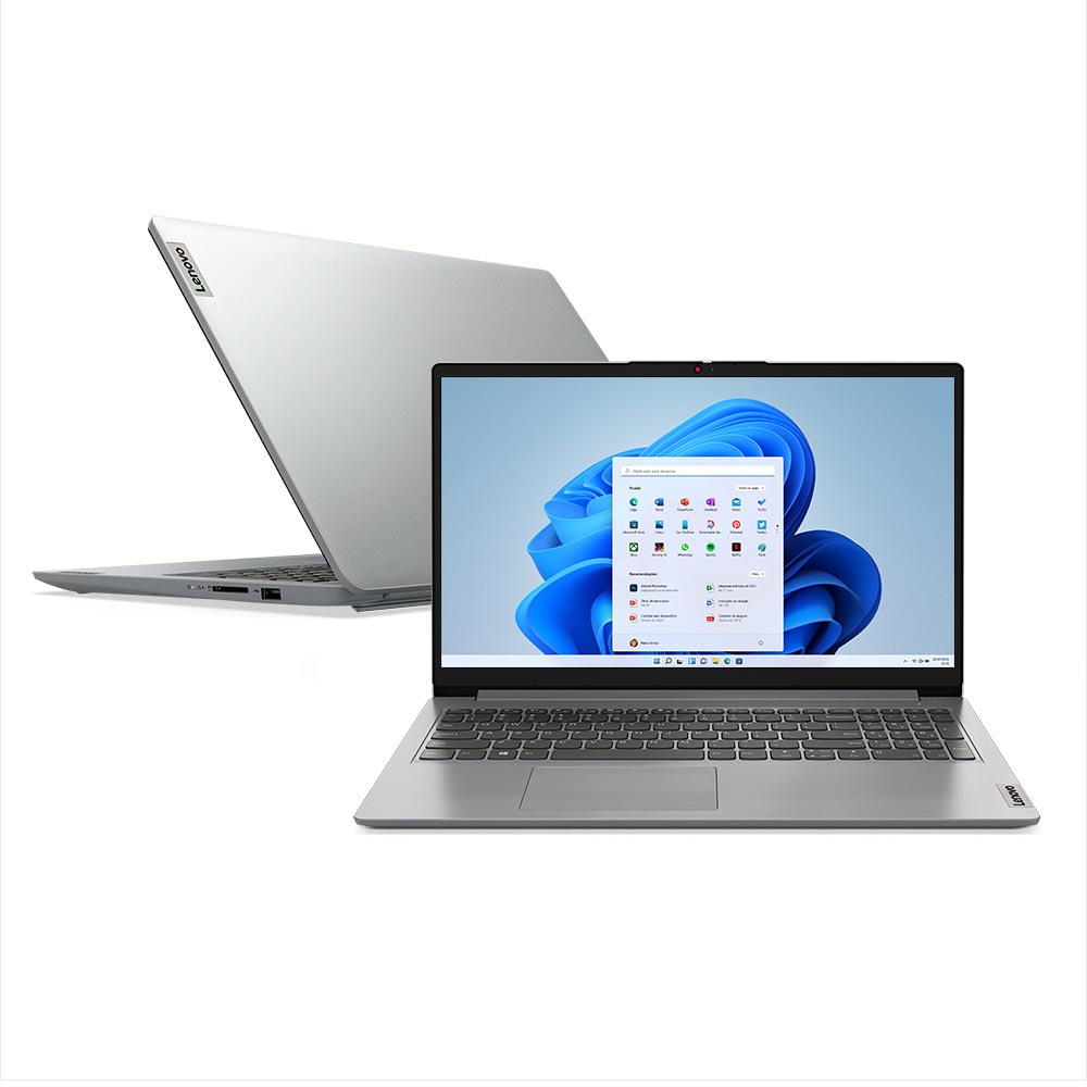 Notebook Lenovo IdeaPad 1i com Intel Ci5 8GB 512GB SSD, Tela de 15,6, Cloud Grey - 82VY000QBR