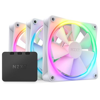 Kit Com 3 Ventoinhas NZXT, 120mm, RGB, Branco - RF-R12TF-W1