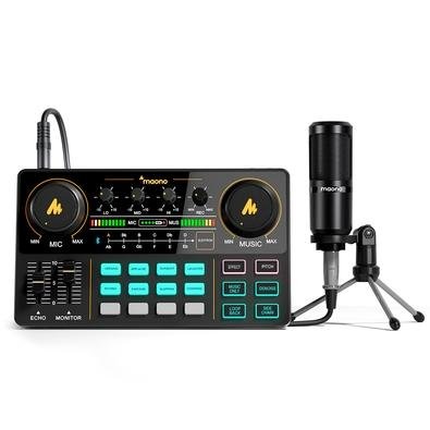 Kit Mesa de Som Maono Caster Lite, USB e Bluetooth e Microfone, XLR, Preto - AU-AM200 S1