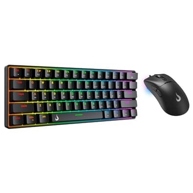 Kit Gamer Set 02 Rise Mode Black Brown, Teclado Mecânico GM1 Black RGB Brown, Mouse G1 Pro Black 12000 DPI, Preto - RM-GS02-BBRO