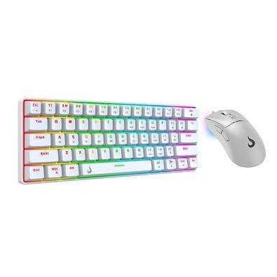 Kit Gamer Set 02 Rise Mode White Brown, Teclado Mecânico GM1 White RGB Brown, Mouse G1 Pro White 12000 DPI, Branco - RM-GS02-WBRO