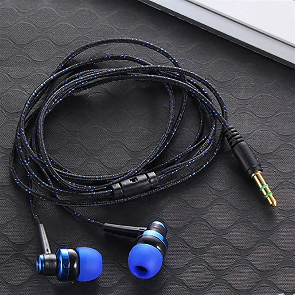 1pc 3.5mm de alta qualidade com fio fone de ouvido estéreo in-ear cabo tecer náilon fone de ouvido fone de ouvido com microfone para portátil smartphones presentes