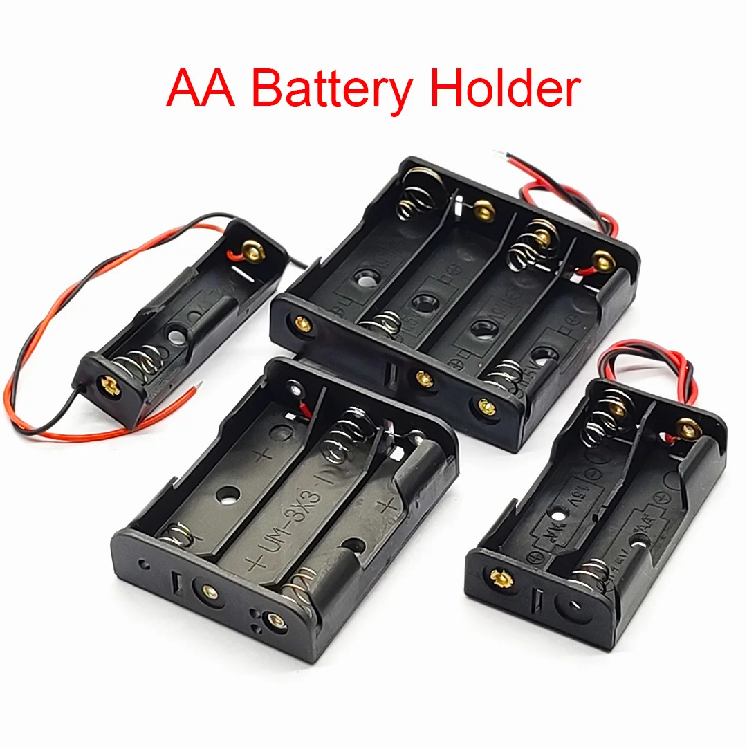 Caixa do suporte da bateria AA, estojo de armazenamento AA com cabo, 1.5V, 3V, 4.5V, 6V, 1, 2, 3, 4 entalhe