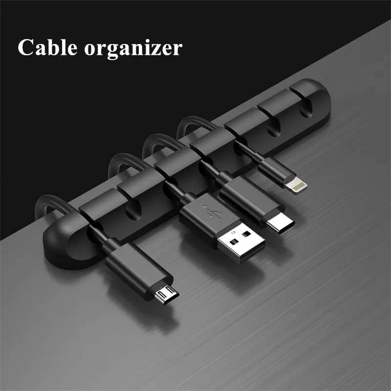 Fixador de gravata gestão fio organizador cabo clipe escritório desktop telefone cabos titular cabo usb silicone organizador dobadoura